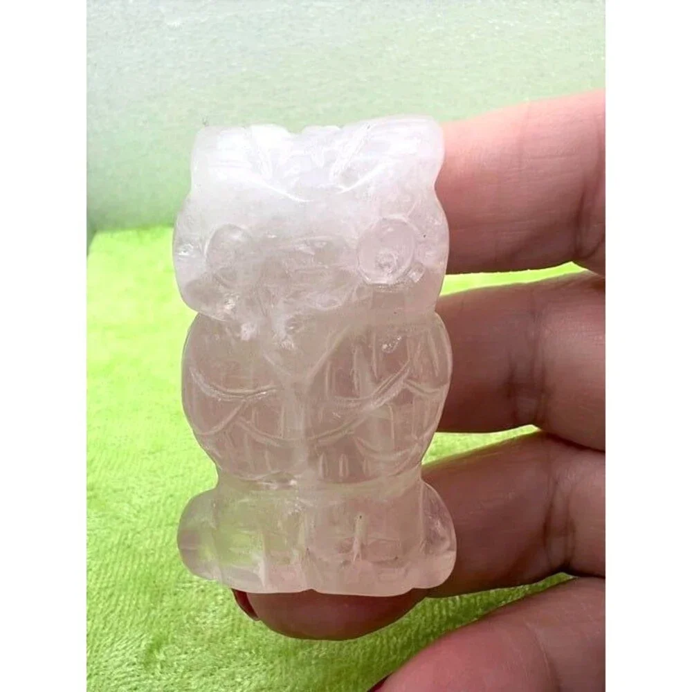 Rose Quartz Owl Carving